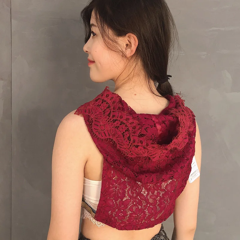Поддельные ложные воротник женская блузка кружева выдолбленный свитер съемный