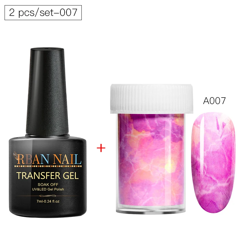 RBAN NAIL 7 мл клей для ногтей для переноса фольги Набор наклеек для ногтей Фольга клей лак гель переводная наклейка лак для ногтей гель маникюр - Цвет: EEZH07551