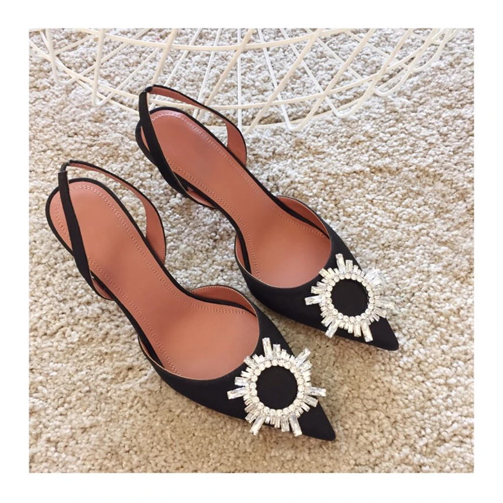 Женские туфли из натуральной кожи лодочки с острым носком на высоком каблуке