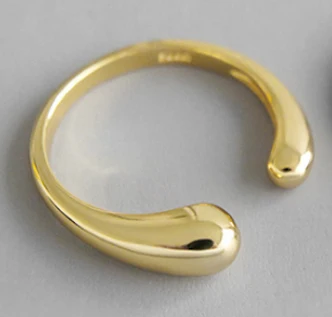 Gold Color F.I.N.S двухцветные 925 серебряных колец для женщин модный простой дизайн капли воды открытый стерлингового серебра кольца ювелирные украшения для женщин - Цвет основного камня: Gold Color