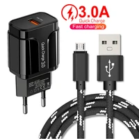 18w qc3 0 quick charger plug adapter micro usb charge cable for samsung a10 zte blade a3 a5 a7 v7 v9 asus zenfone max m2 zb633kl