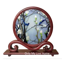 gift items for home decoration crafts chinese style table decor accessories luxury hand silk embroidery works with bubinga frame
