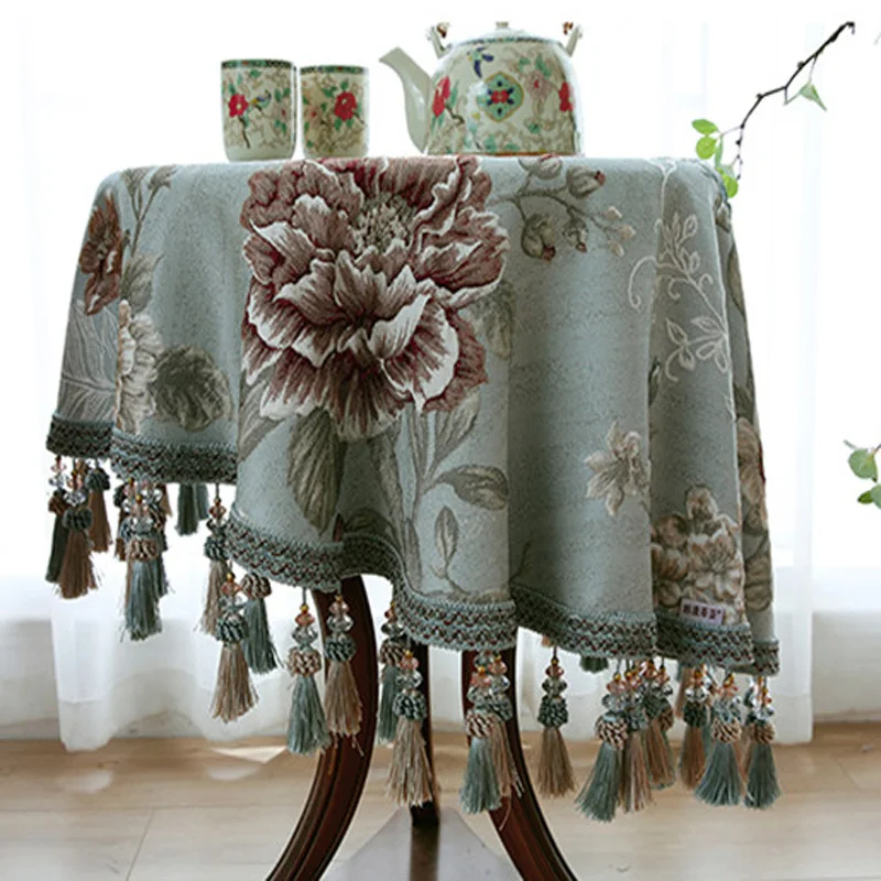 Роскошная круглая скатерть с изображением большого дерева прямоугольная