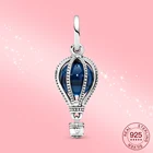 Подвеска из настоящего серебра 925 пробы с синим воздушным шаром, ожерелье с кулоном для женщин, браслет, ювелирные изделия сделай сам