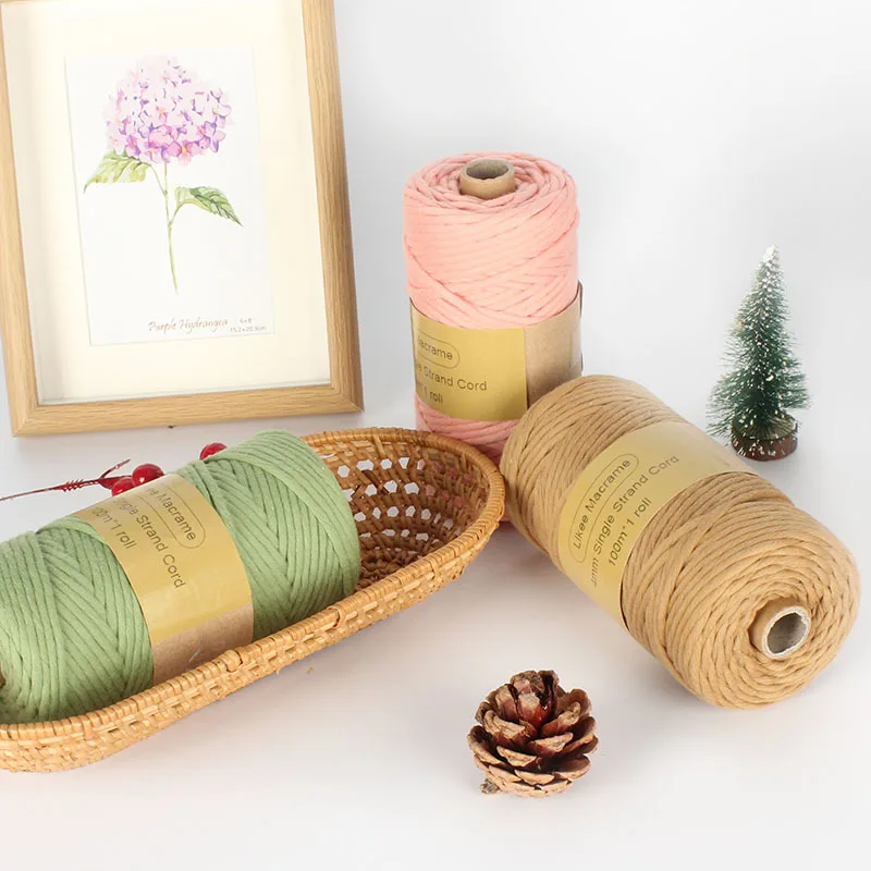Веревка макраме из 100% хлопка шнур с одной нитью длиной 4 мм 100 м для подвешивания