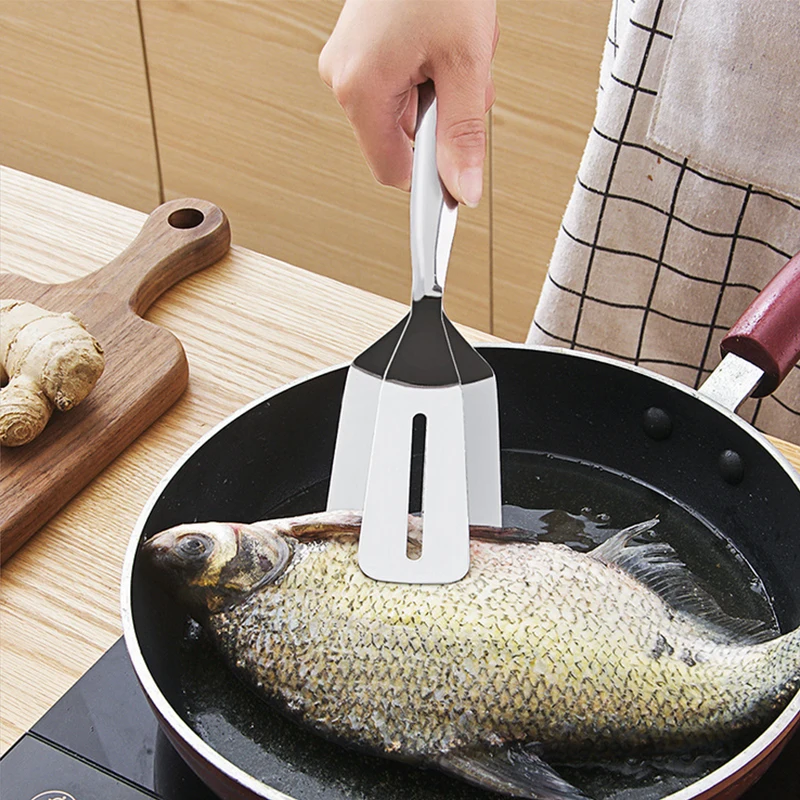 

Stainless Steel Fish Spatula Steak Pancake Barbecue Spatula Food Fish Fry Steak Spatula Kitchen Bread Meat Clamp Utensil