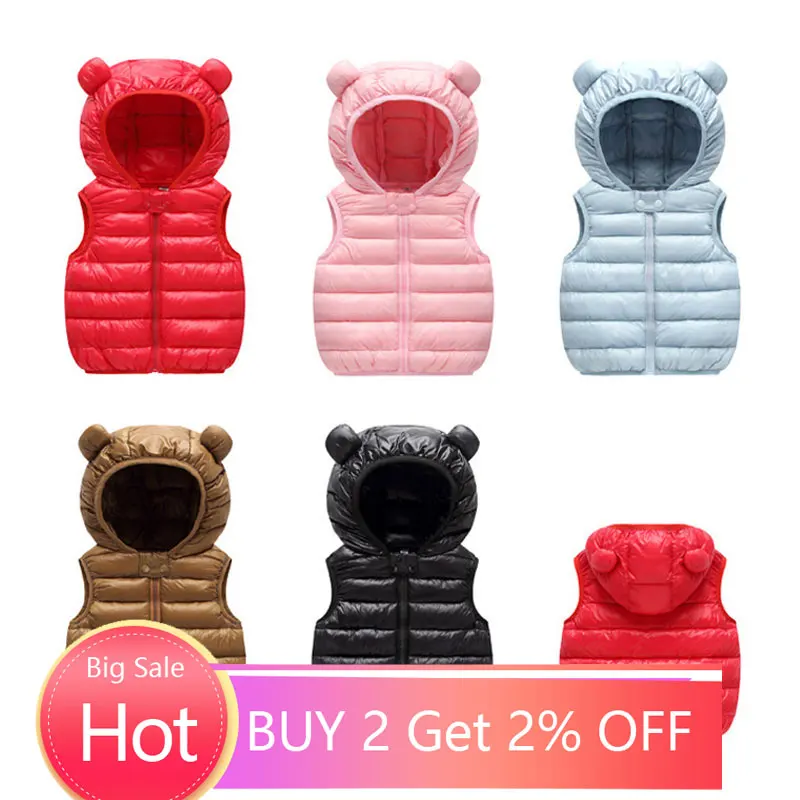 2019 г. Осенне-зимний жилет для мальчиков теплые куртки девочек мягкий пуховый