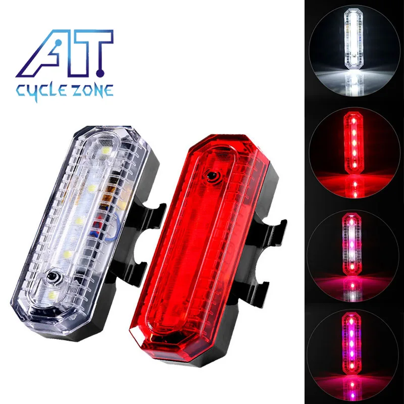 

CYCLE ZONE USB rechargeable Bicycle Tail lights MTB Waterproof 5 LED Warning lights 4 modes taillight Bicycle Accessories