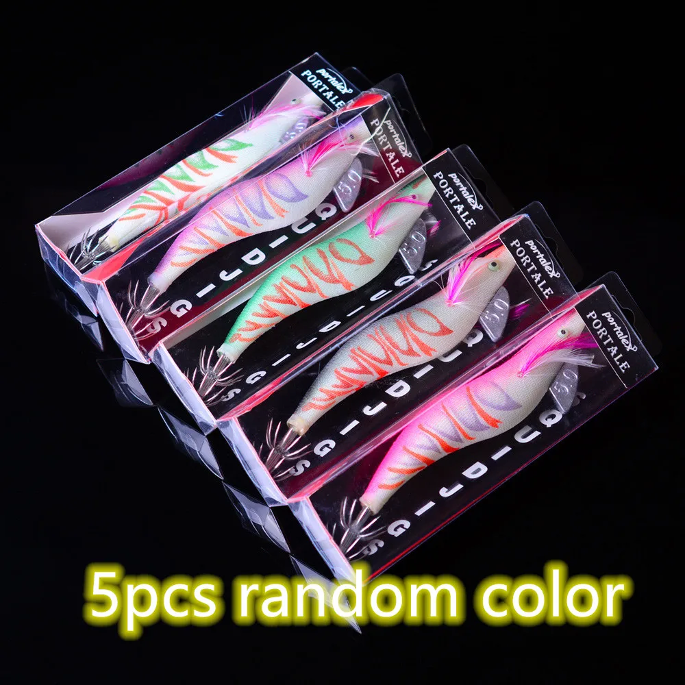 5pcs Random delivery 5 шт./лот Gorgons Морская Рыбалка снасти 19 см/43 Г Кальмар джиг Осьминог крюк искусственная креветка приманка для каракатицы 5,0# Кальмар джиг - Цвет: 5pcs Random delivery