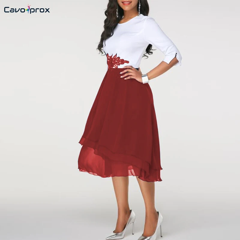 Женское шифоновое платье с рукавом три четверти Повседневное трапециевидной