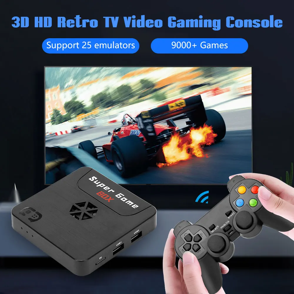 X5 Retro Game Console Player 3D HD TV Video Consoles WiFi Super Box 64GB For PS1/PSP/N64/DC With 9000+ Games |