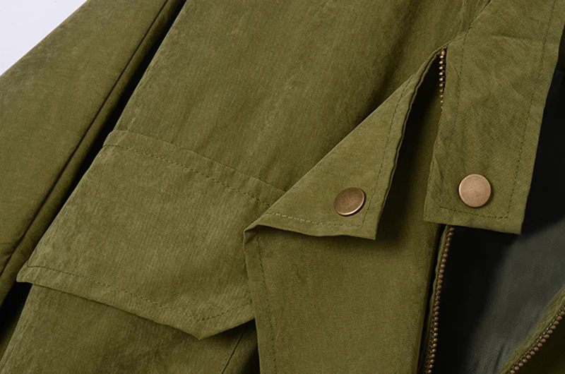 

[EAM] Women Green Brief Irregular Big Size Trench New Lapel Long Sleeve Loose Fit Windbreaker Fashion Spring Autumn 2021 1Z158