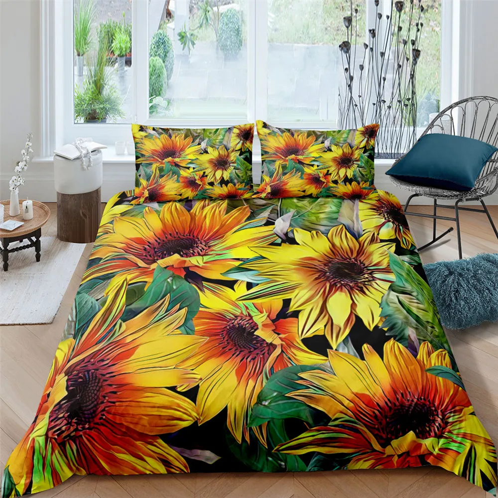 

Bedding Set Modern Home Quilt Cover Duvet Cover Sets Flowers Printed 2/3pcs Bedroom Decorations Bedclothes