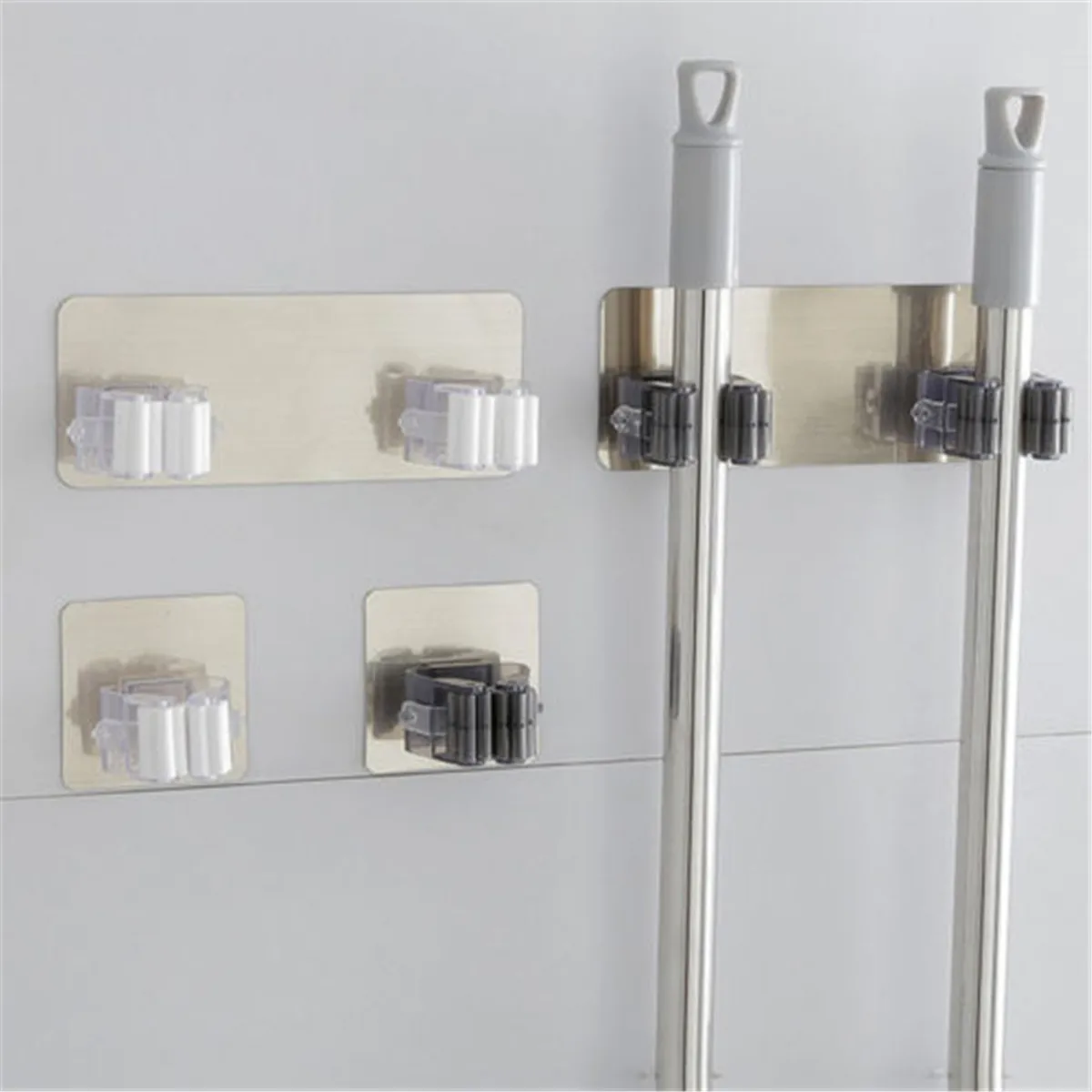 Single buckle white Настенная вешалка для дома, кухни, Швабра, метла, держатель, настенный смонтированный Органайзер, щетка для хранения, вешалка, инструменты - Цвет: Single buckle white