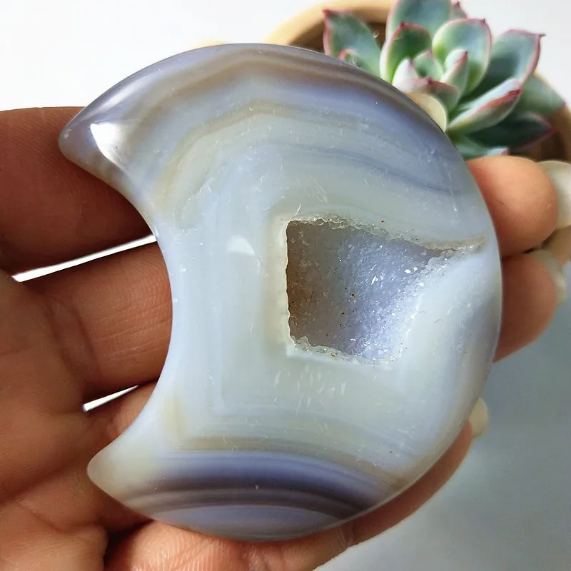 Натуральные камни и кристаллы кристальная Форма Луны агат Кристалл кластер