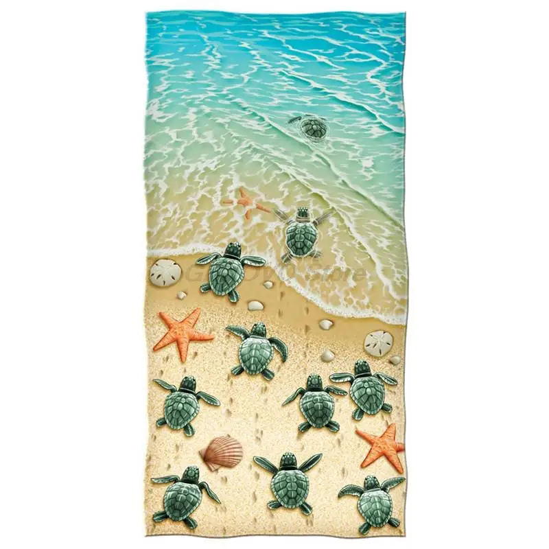 

Neue Turtles auf Die Strand Reise Handtuch Schildkröte Seesterne Meer Handtuch für Bad Mikrofaser Bad Camp Zubehör für Kinder Ge