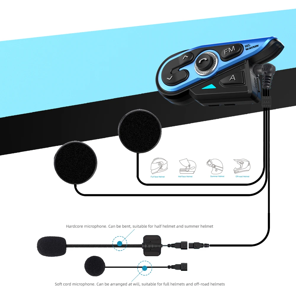 WAYXIN 1200 м Bluetooth Интерком мотоциклетный шлем гарнитуры 2 Rider BT беспроводной интерком