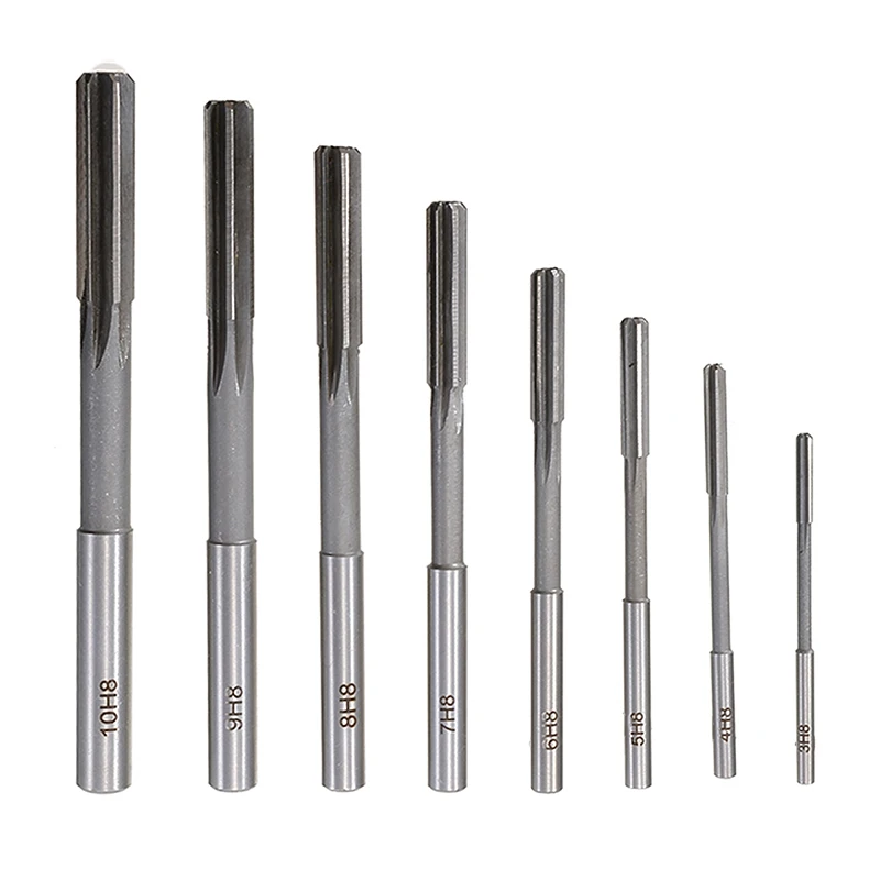 

8pcs/set HSS H8 Machine Reamer Straight Shank Chucking Reamers Set Cutter Tool 3/4/5/6/7/8/9/10mm