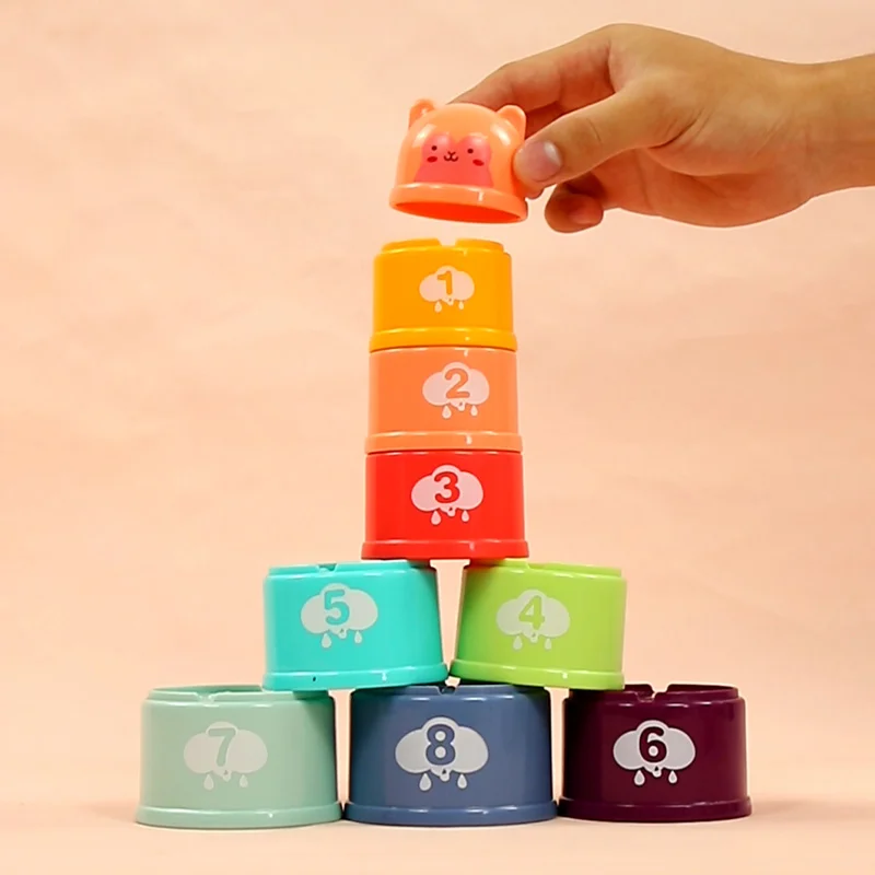 

Montessori Stacking Cup Toys For Children 1 Year Old Children Stacking Cups Bath Shower Toy Baby Games 12 Month Bathing Toy Gift