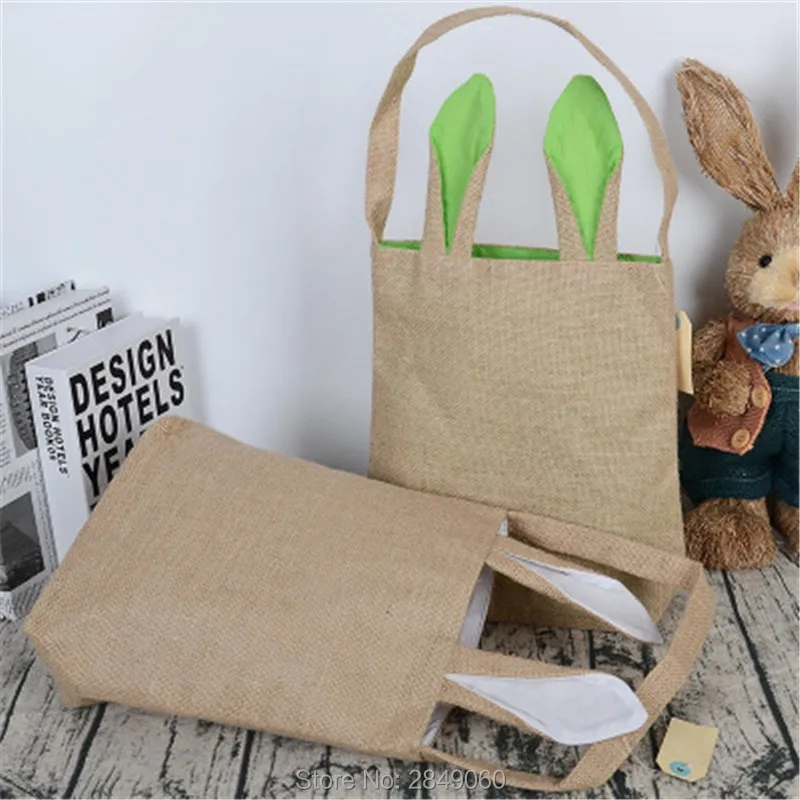 

Wholesale Easter Bunny Buckets 30pcs/lot 18 Styles Ears Basket Canvas Bags Tote Stuffers Egg Hunt For Girl and Boy Free Shipping