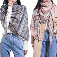 womens winter scarves fashion grid geometric pattern shawl with tassel for autumn elegant warm square headscarf hijab 140140cm