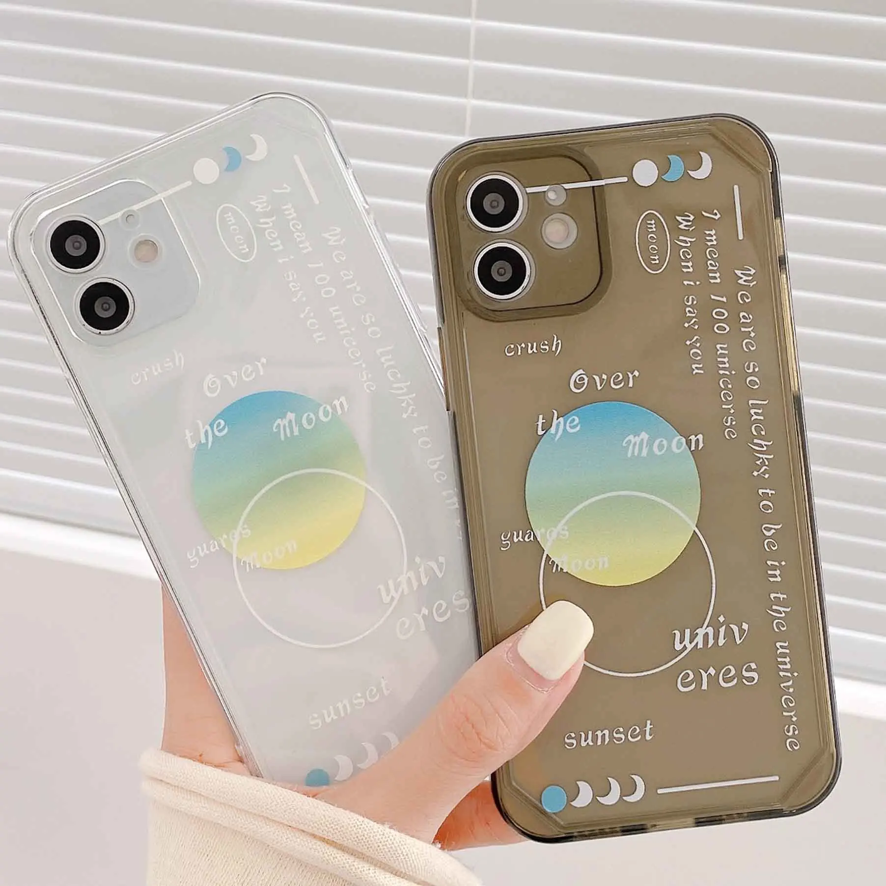 

Moon sunset soft silicone cute phone case for iphone x xr xs max 11 12 mini pro max 7 8 plus se 20 couple cover shell conque