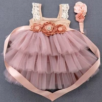 2021 new toddler infant baby dresses 1 year birthday christening lace princess summer flowers party wedding kids girls outfit