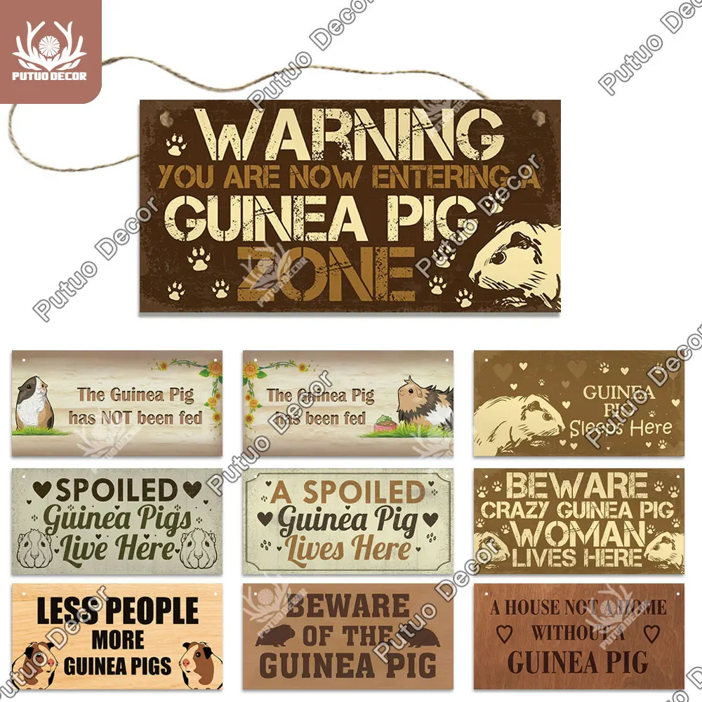 putuo decor guinea pig signs wooder hanging plaque decorative plaque gifts for guinea pig lover pet house decoration home decor free global shipping
