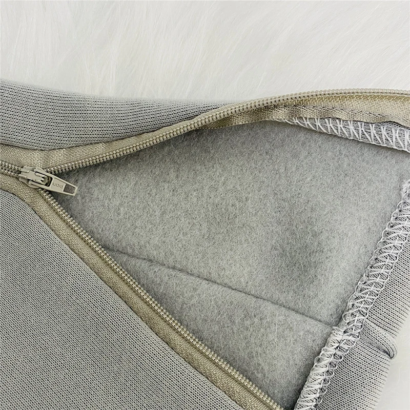 

Casual Hem Split Thick Warm Sweatpants for Women Fall Winter Clothing Lace Up Drawstring Casual High Waisted Trousers