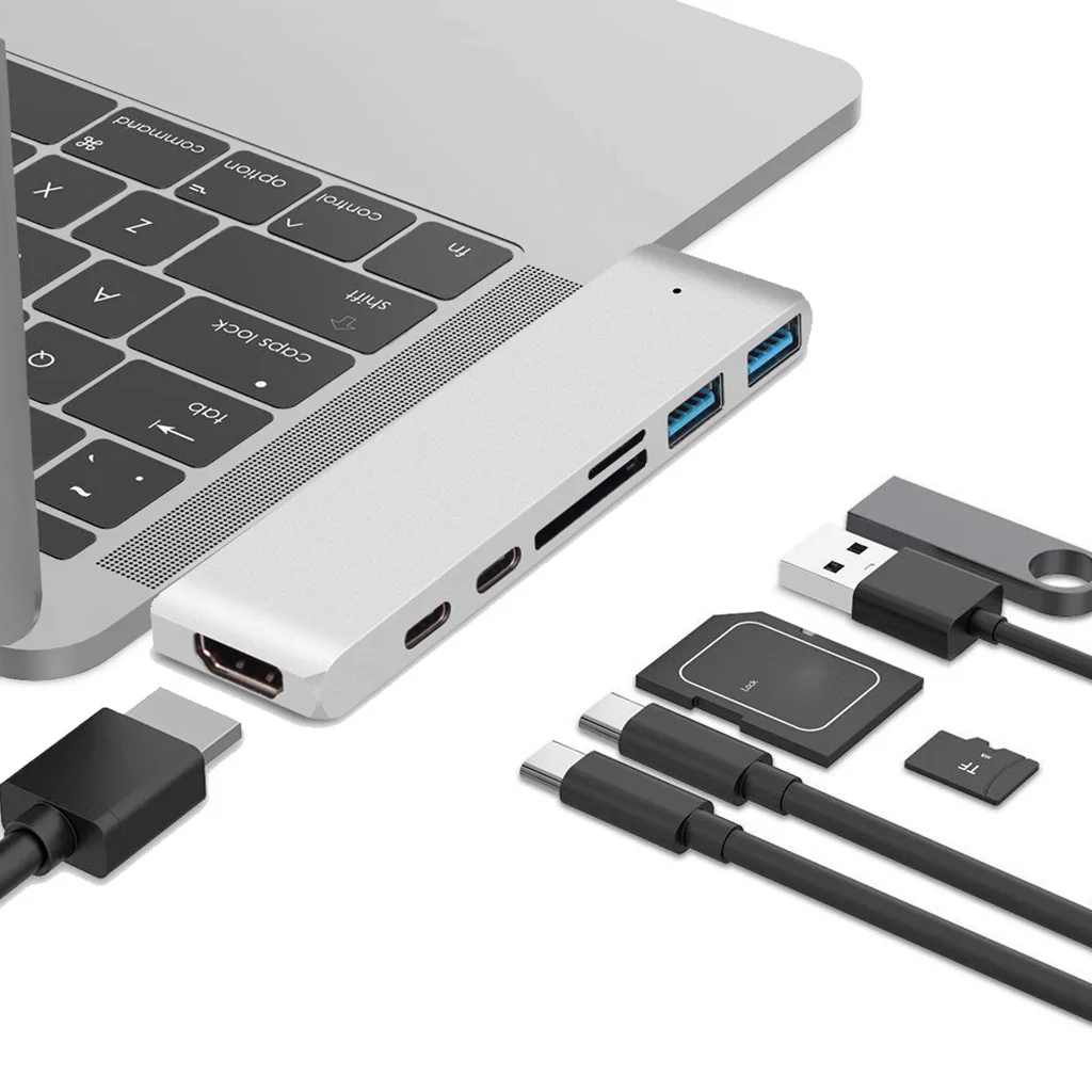 

USB Hub 3.1 Splitter,Dual Type-C to HDMI-coDock USB Hub Extensions USB Docking Station Splitter for Laptop, PC, Computer