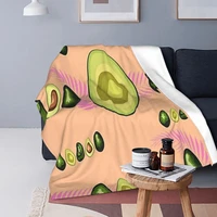 avocado pattern blanket flannel print fruit green multi function soft throw blankets for bedding office rug piece