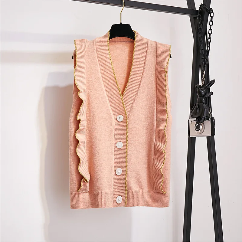 НОВЫЙ свободный свитер с v-образным вырезом жилет пальто комплект | Женская
