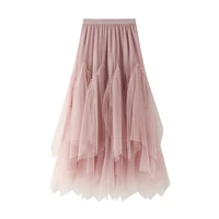 tulle skirts womens midi pleated skirt black pink tulle skirt women 2022 spring summer korean elastic high waist mesh tutu skirt
