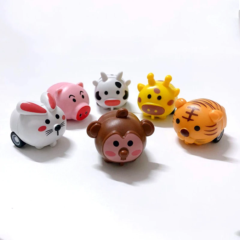 

10Pcs Cute Animal Pull Back Car Tiger Inertia Car Toys Baby Boys Girls Cartoon Infant Toys Kids Clockwork Wind Up Children Gifts