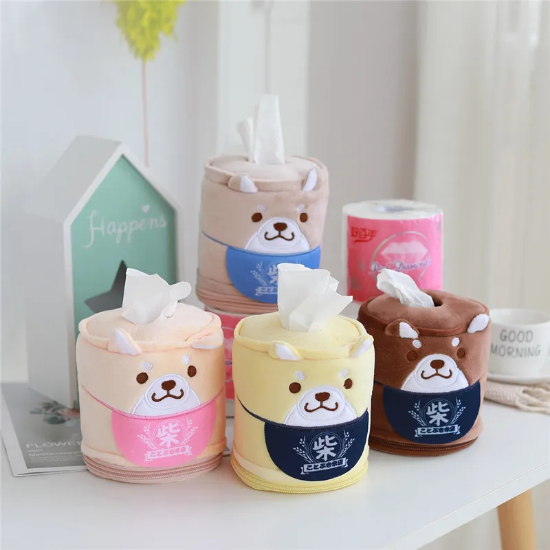 

Kawaii Shiba Inu Home & Bathroom Plush Tissue Case Box Container Travel Plush Towel Napkin Papers Box