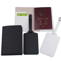 new 2pcsset blackwhite passport cover luggage tag pu leather for travel accessories case label tag passport holder