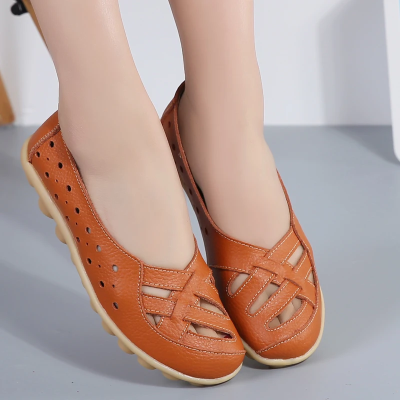 

Flats For Women Comfortable Genuine Leather Flat Shoes Woman Slipony Loafers Ballet Shoes Female Moccasins Big Size 35-44