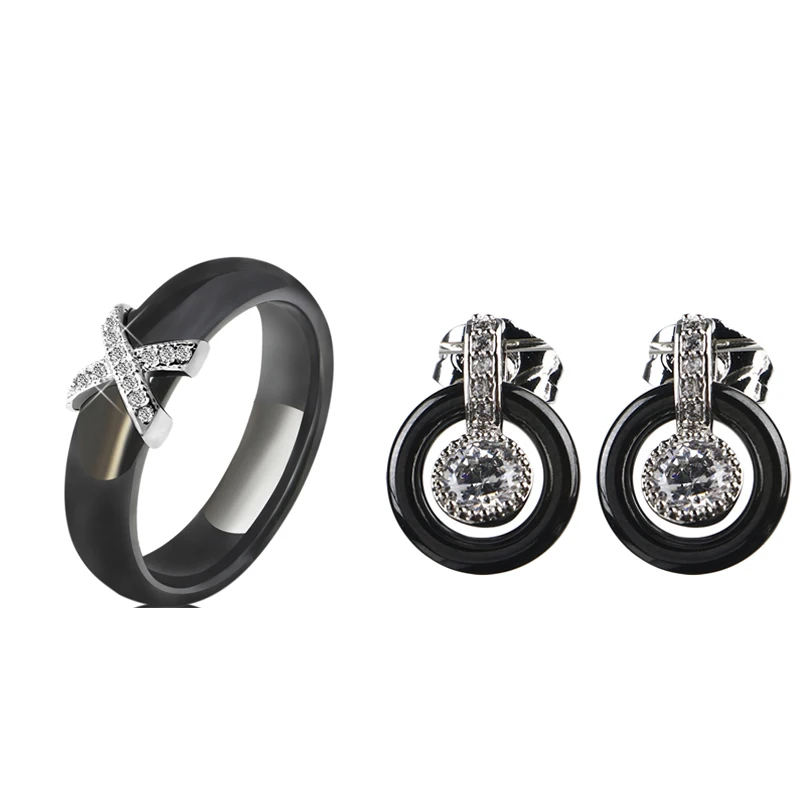 Лидер продаж женские круглые серьги-гвоздики и керамическое кольцо с крестиком
