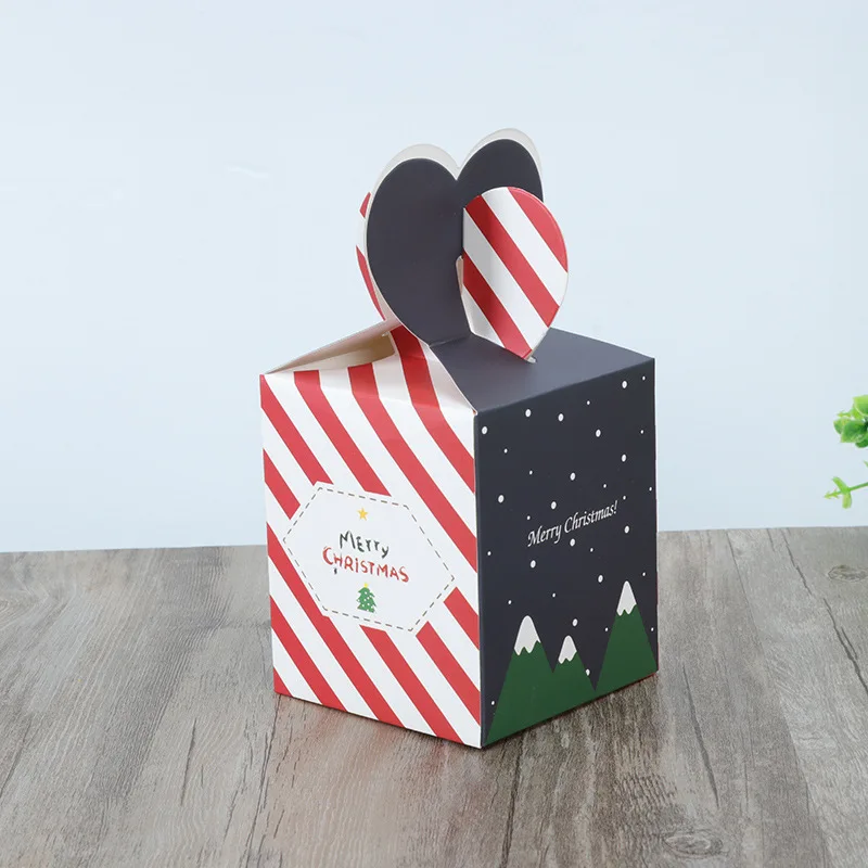 60 Pcs Christmas Gift Box Xmas Eve Fruit Packaging Paper Carton Tripe Sweets Candy Apple Party Craft Bags With Handles | Дом и сад