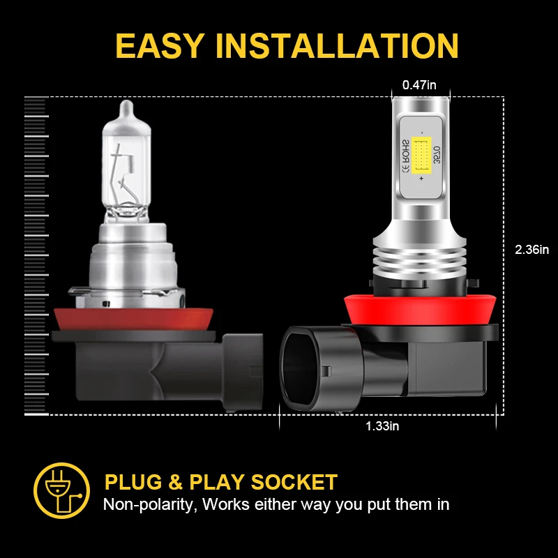 2x 2000LM H8 H11 светодиодный Canbus H7 9006 HB4 противотуманных фар для Volkswagen BMW Benz Audi A3 8P A4 B8 B6 A6