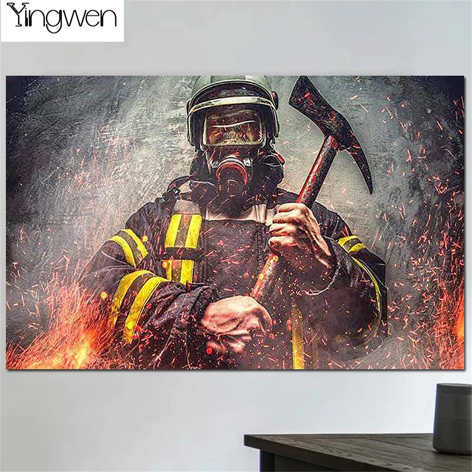 

5D Diamond Painting Brave Firefighters Full Diamond Embroidery Mosaic Picture Cross Stitch Kits NEW Home Decor Portrait Pattern