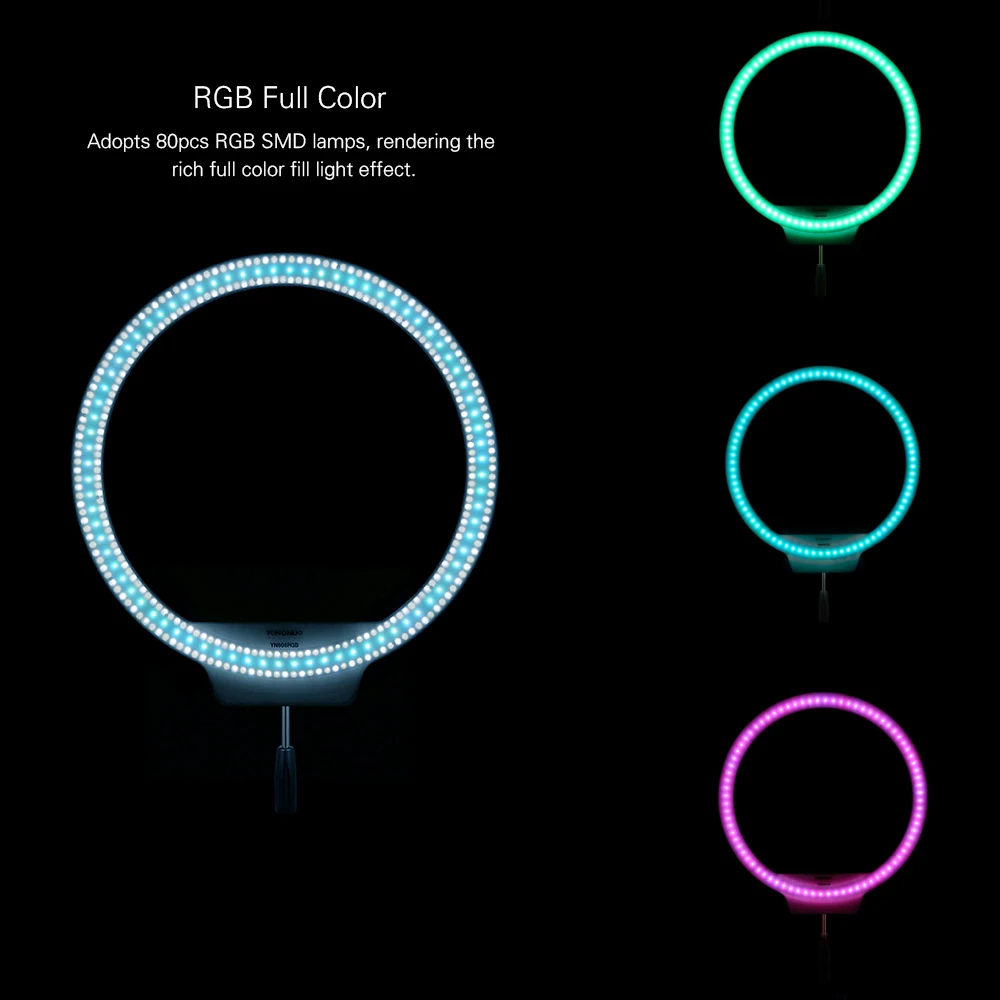 Кольцевой светодиодный светильник YONGNUO YN608RGB для видеосъемки лампа фотосъемки 5500K