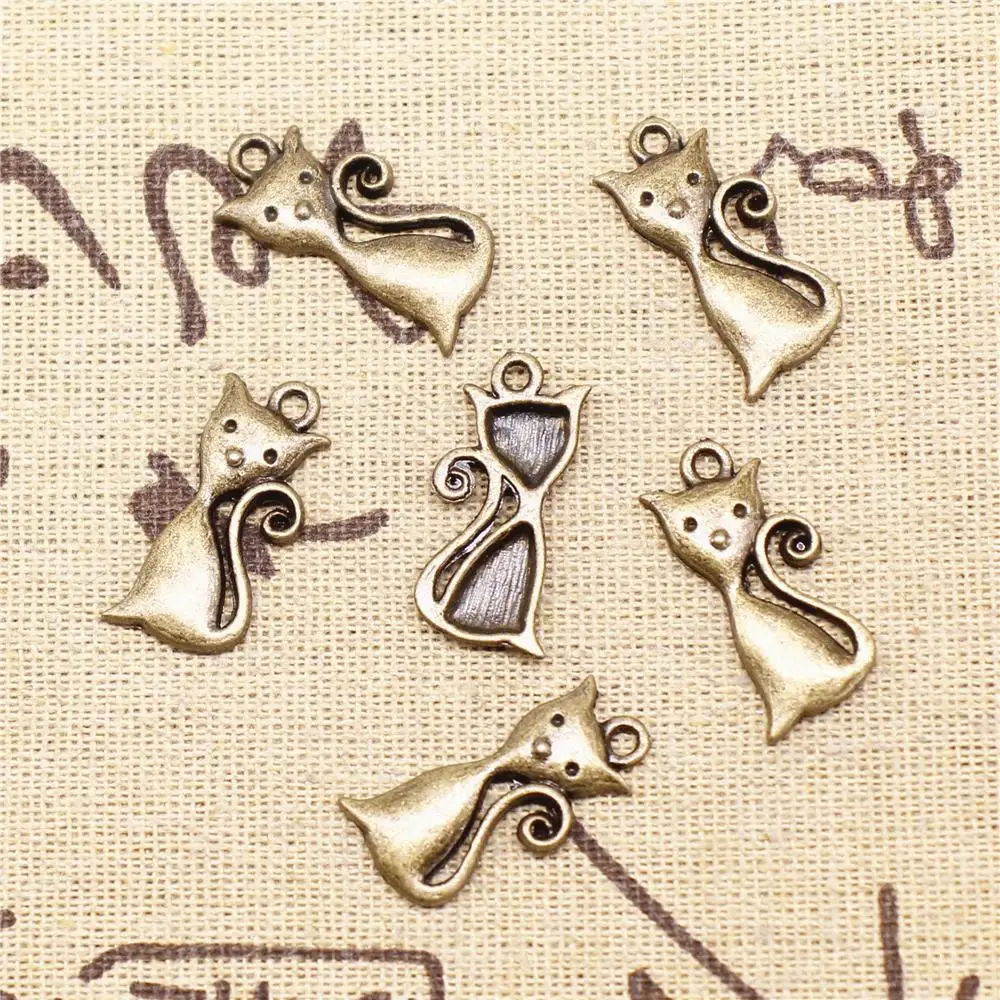 

Supplies For Jewelry Making 20pcs 25x12mm Antique Bronze Color Cat Charms