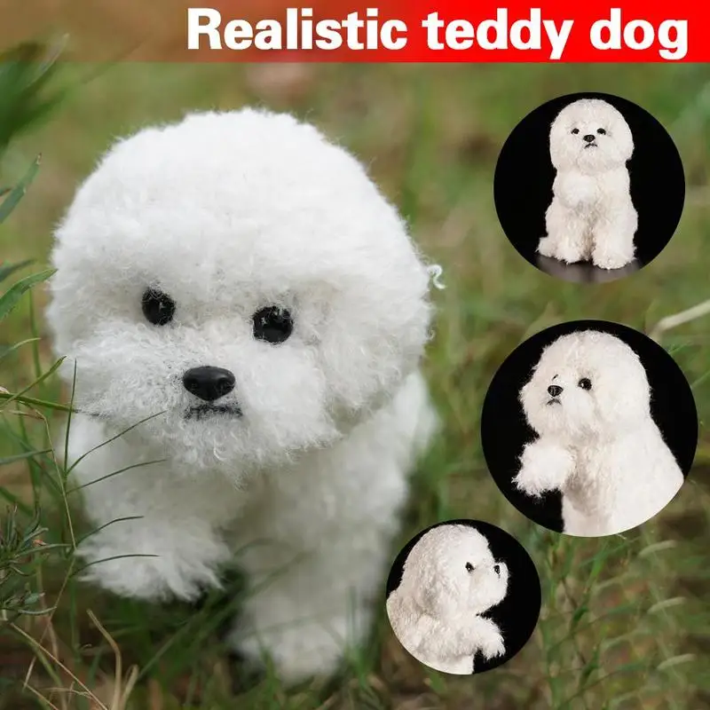 

Simulation Maltese Dog Plush Toy Stuffed Animal Realistic Schnauzer Bichon Gifts Frise For Home Kid Toy White Decoration J3W0