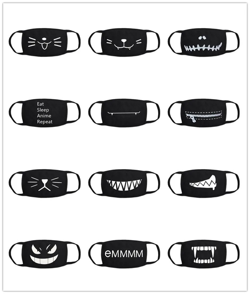 Черная Женская унисекс противопылевая маска для подростков аниме модная