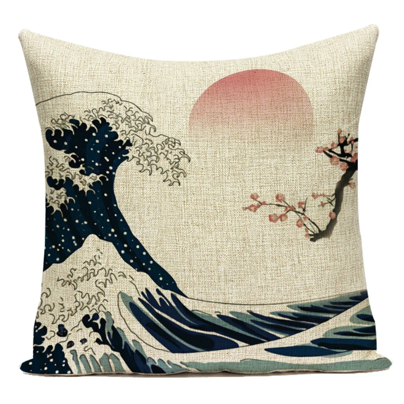 

Чехол для подушки LSQDVQ, лен/хлопок, Красный, Фудзи Сан Ред-Кроун Кран