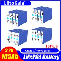 16pcs liitokala high capacity deep cycle lifepo4 3 2v 105ah battery for 12v 24v 48v li ion battery rechargeable battery pack