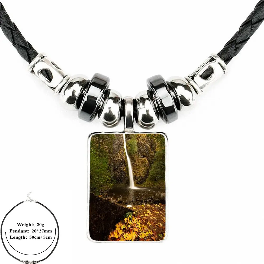 Ей глазурь колумбийский водопад стеклянное ожерелье кабошон винтажное черное