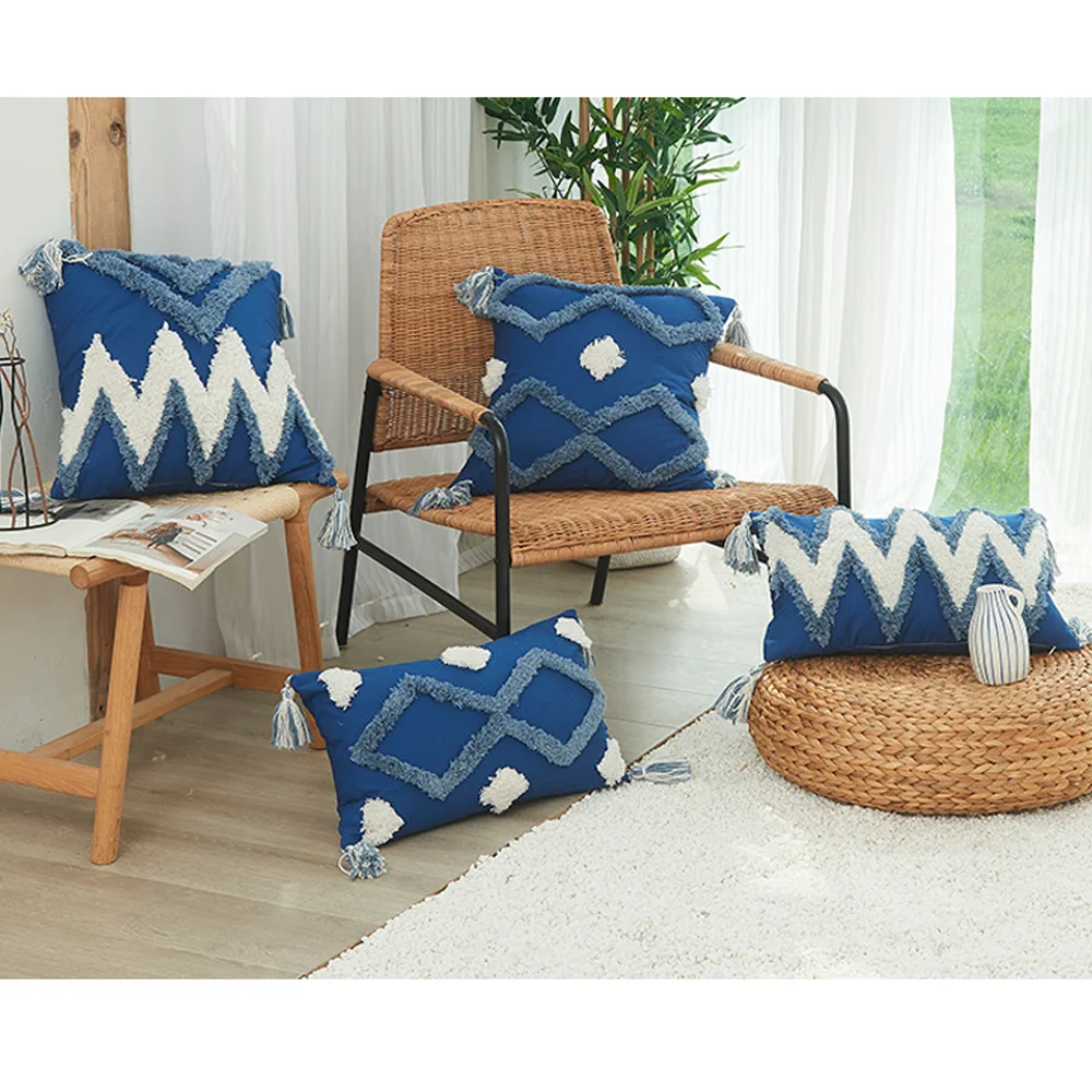 С кисточками в стиле бохо накидка на подушку чехол с геометрическим принтом