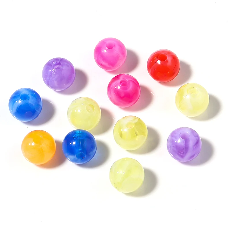 

100pcs Acrylic Color Glaze Mixcolor Round Loose Beads 6/8/10mm Length with Hole For DIY Jewelry Making Bracelet Accessories